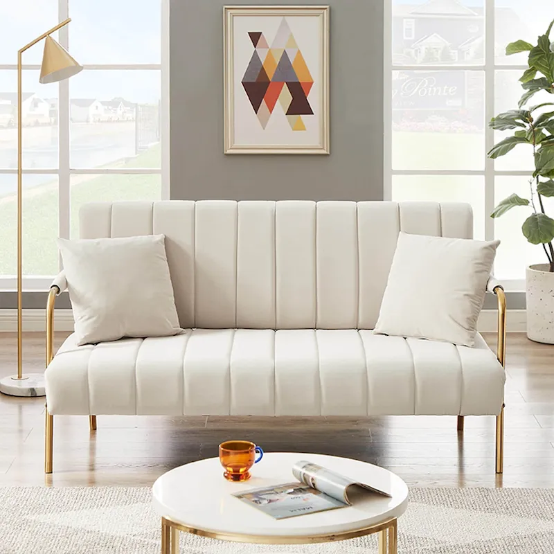 Ouyessir Upholstered Loveseat, Tufted Back Couch, Accent Armchair with 2 Pillows
