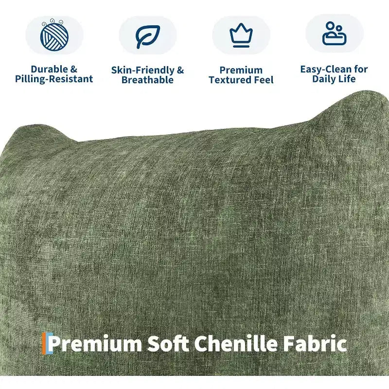 L-Shaped Chenille Sectional Sofa  Deep Modular Cloud Couch with High-Resilience Sponge, Green