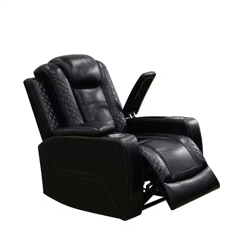 MAYEERTY Power Recliner Chair, Electric Breathable Leather Reclining Chair with USB Charging, Adjustable Backrest for Living Room, Black