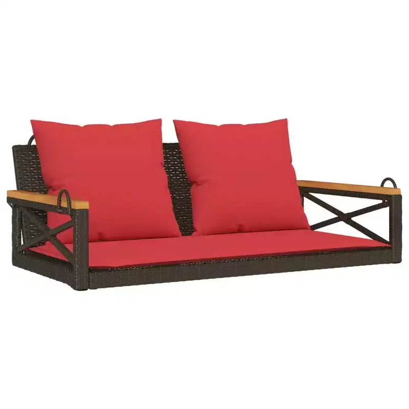 vidaXL Patio Swing Bench Brown PE Rattan 42.9x24.4x15.7