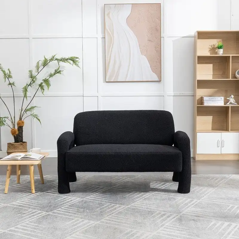 SEYNAR Mid-Century Modern Boucle 51 Solid Wood Curved Sofa