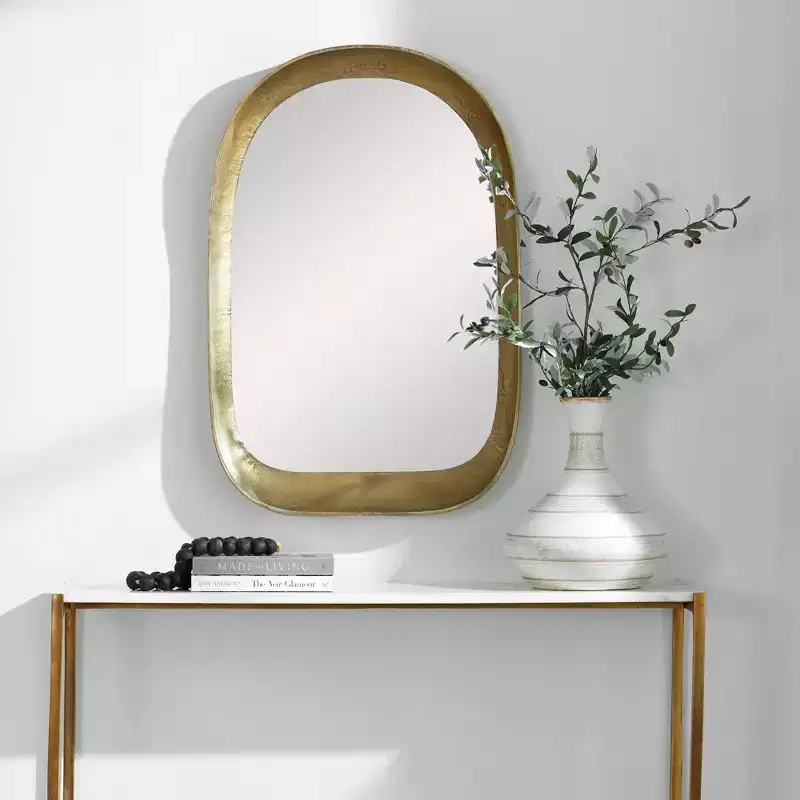 Uttermost Bradano Antique Brass 23 3/4 x 35 1/2 Arch Wall Mirror