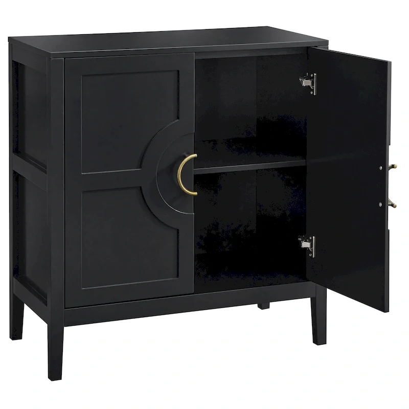 Console Cabinet with Adjustable Shelf and Metal Handles