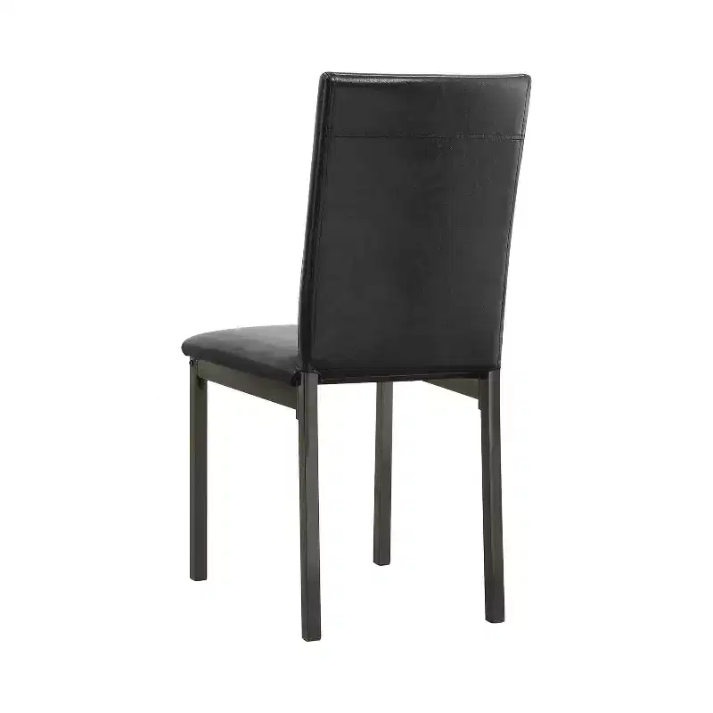 Simple Relax Set of 2 Faux Leather and Metal Side Chairs in Black