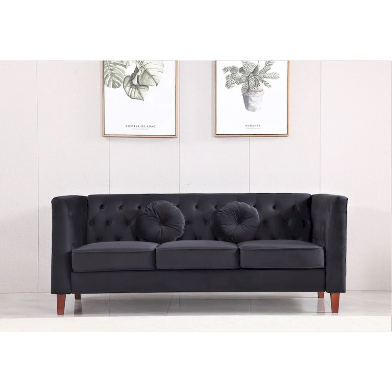 US PRIDE FURNITURE Velvet Classic Chesterfield 2 pieces Living Room Sets, Sofa and Lovesat