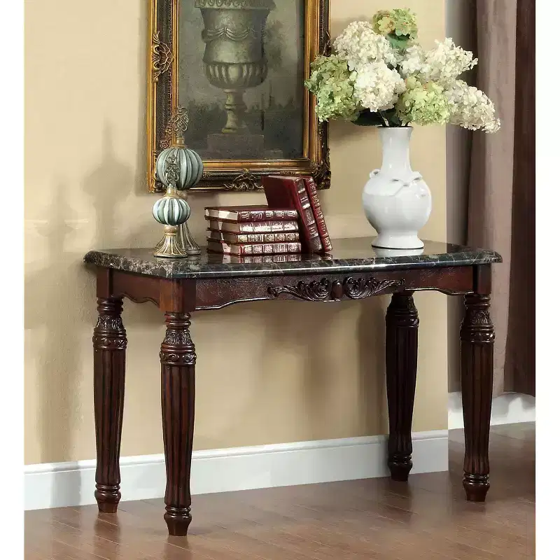 Mullie Traditional Faux Marble Top Sofa Table Brown - HOMES: Inside + Out: Elegant Entryway Furniture, Espresso Finish