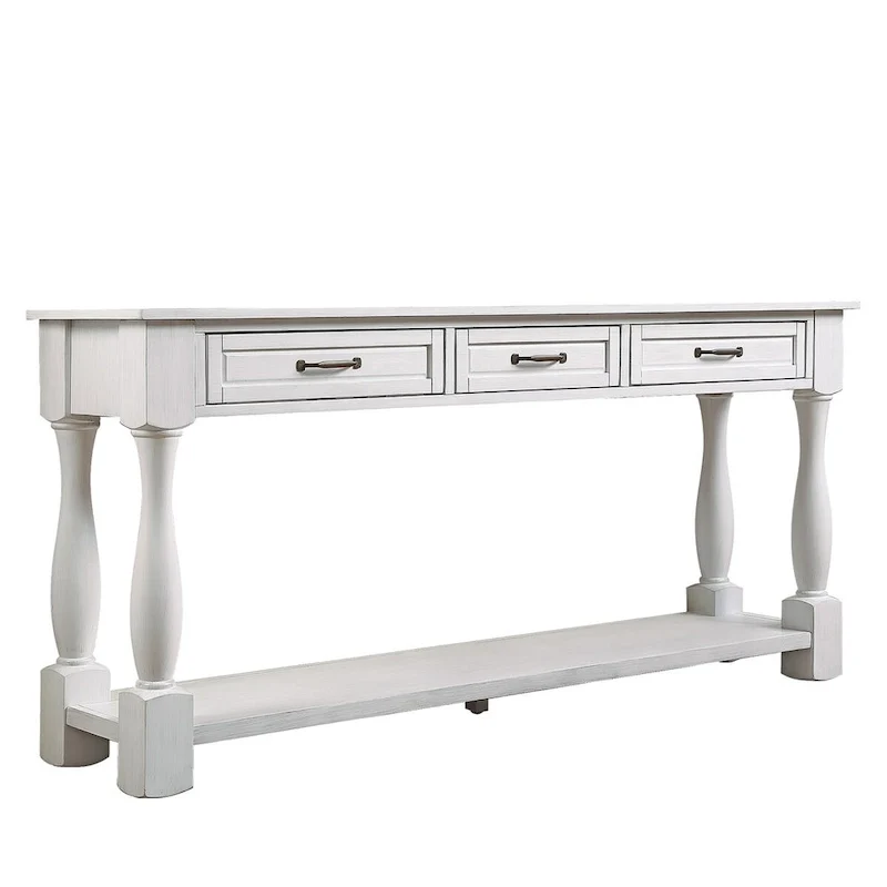 Solid Wood Console Table with 3 Drawers and Bottom Shelf - 63W