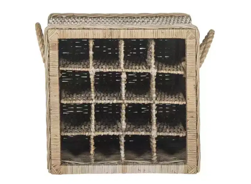 16 Bottle Wicker Wine Rack - Grey