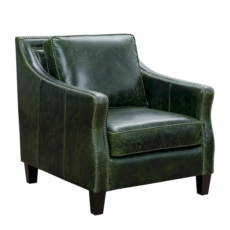 Essex Distressed Green Top Grain Leather Sofa and Chair Set