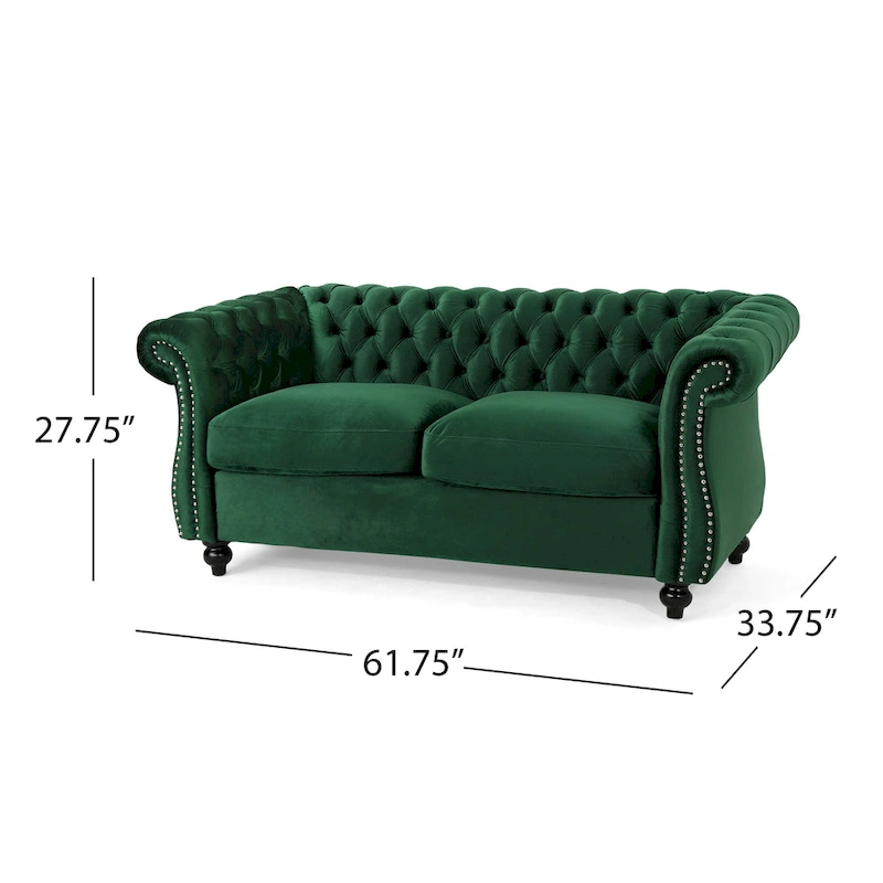 Somerville Upholstered Chesterfield Nailhead Loveseat by Christopher Knight Home