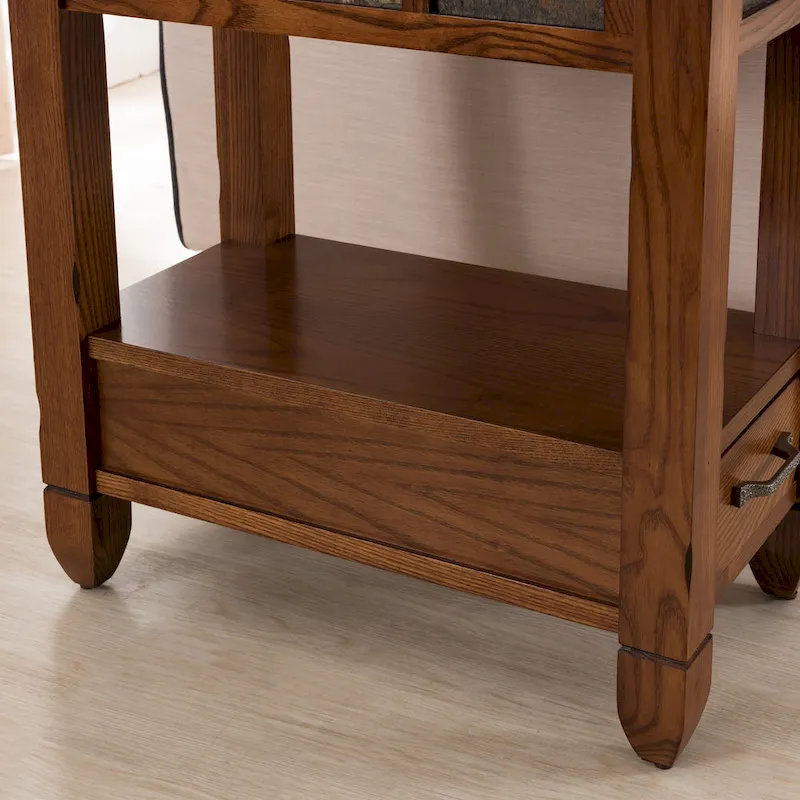 Leick Home Slatestone One Drawer Side Table with Slate Tile
