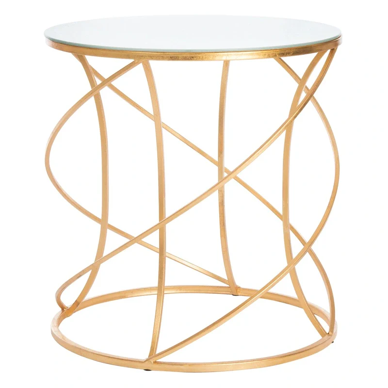 Gold/ White Top Accent Table - 20 x 20 x 21.2 - 20Wx20Dx21H