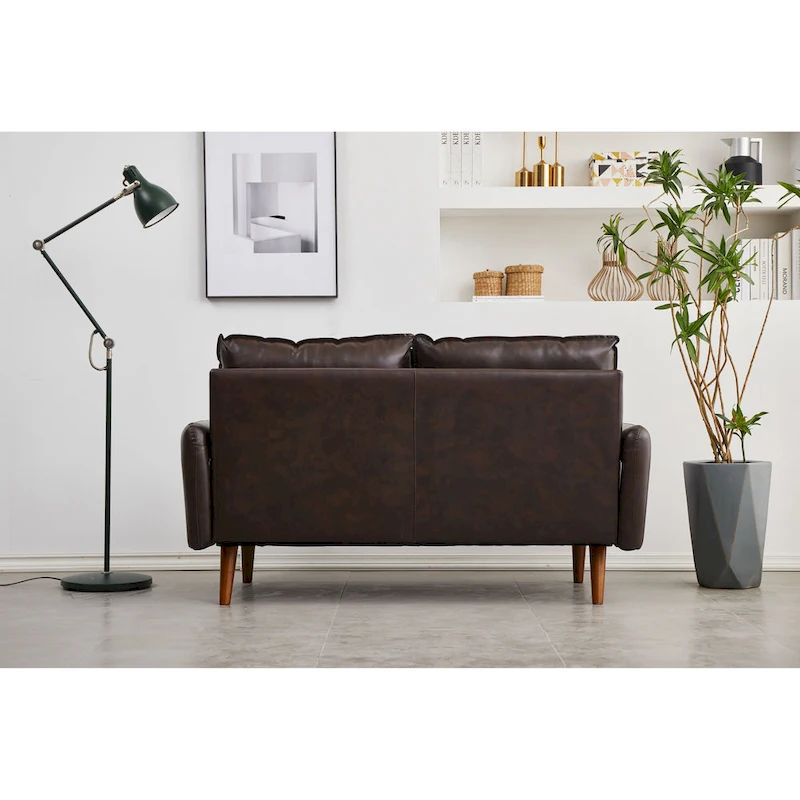 Faux leather 58 Square Arm Loveseat