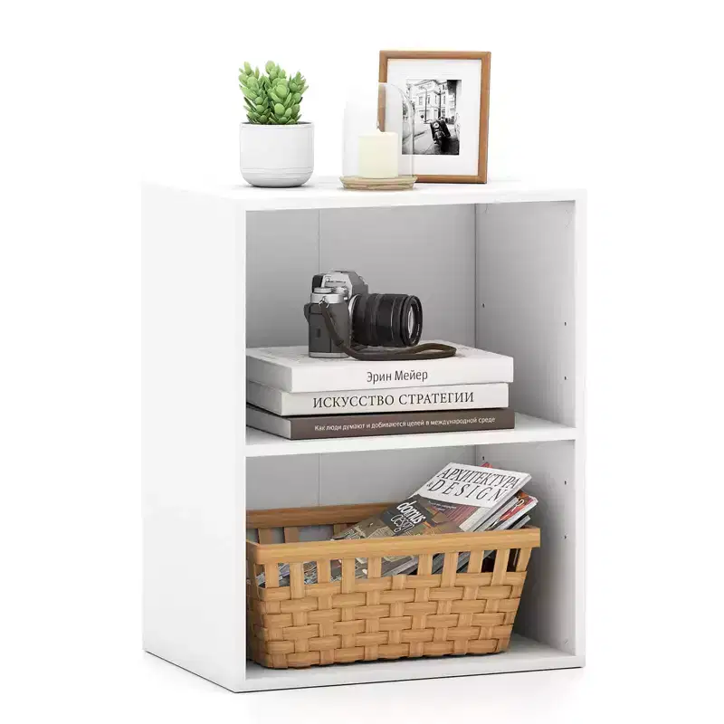 2-Cube Bookcase with Adjustable Shelf Freestanding 2-Tier Open Bookshelf Modern