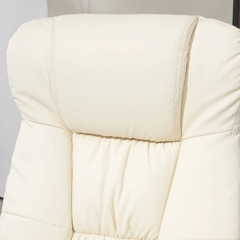 Adjustable PU Leather Lounge Chair Swivel Recliner Chair Padded High Back Armchair with Ottoman and Wood Base