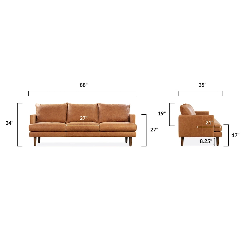 Poly & Bark Girona 88 Sofa - Full Grain Genuine Italian Leather
