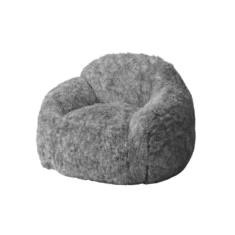 Adult Faux Fur Bean Bag Chair with Armrests - High-Density Foam Floor Sofa