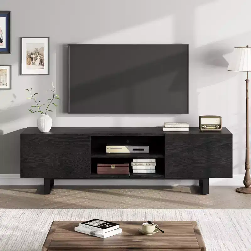 Industrial TV Stand for 80, Modern Entertainment Center with 2 Drawers, with Heavy Duty Leg and Open Storage, for Living Room