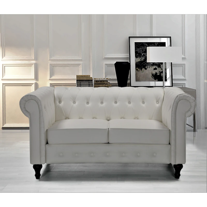 Brooks Velvet Upholstered Classic Chesterfield Loveseat