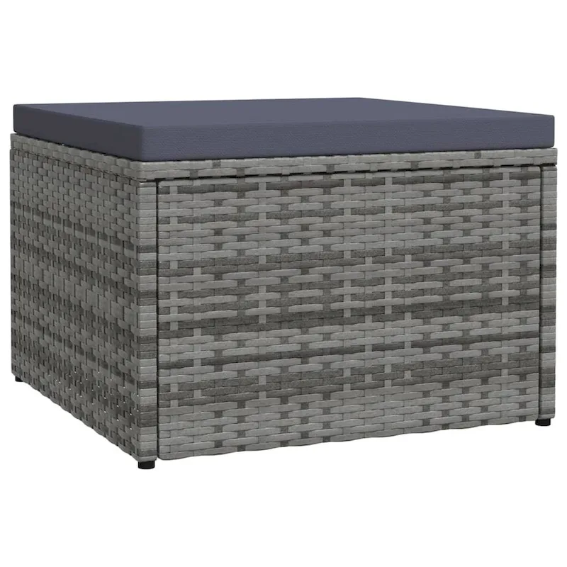 vidaXL Ottoman Outdoor Footstool for Backyard Garden Poolside Poly Rattan