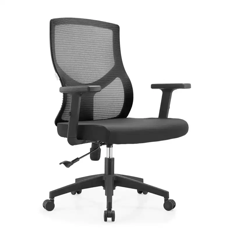 LeisureMod Glen Ergonomic Mesh Office Chair - Breathable Mid-Back with Soft Upholstered Cotton Seat - Swivel & Tilt Desk Chair
