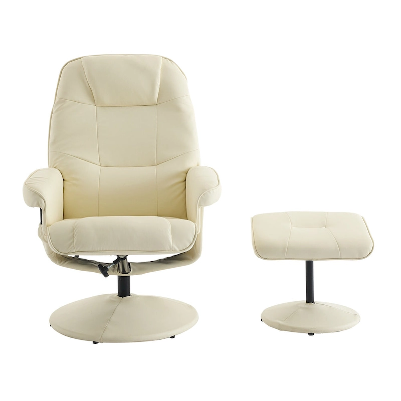 PU Leather 360 Swivel Massage Recliner Chair with Ottoman, Massage and Heated Seat, 140 Adjustable Backrest