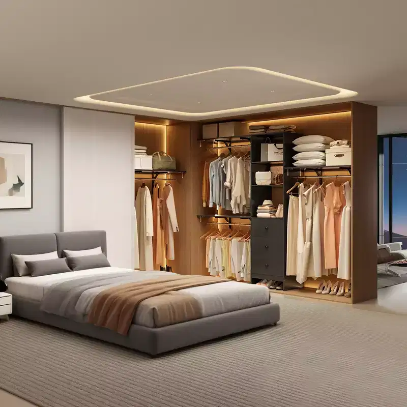 MAYEERTY Black 96x16x75 High-Capacity Wardrobe Rack - 3 Drawers, Shelves, Expandable Rods, Stylish & Durable