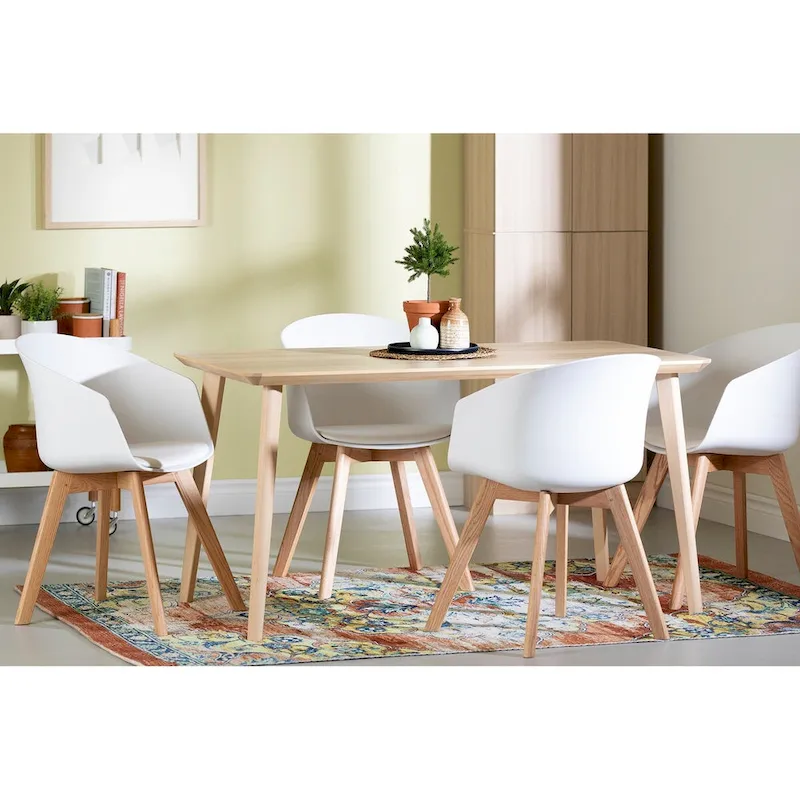 Set of 2 Dining Chairs with Wood Legs