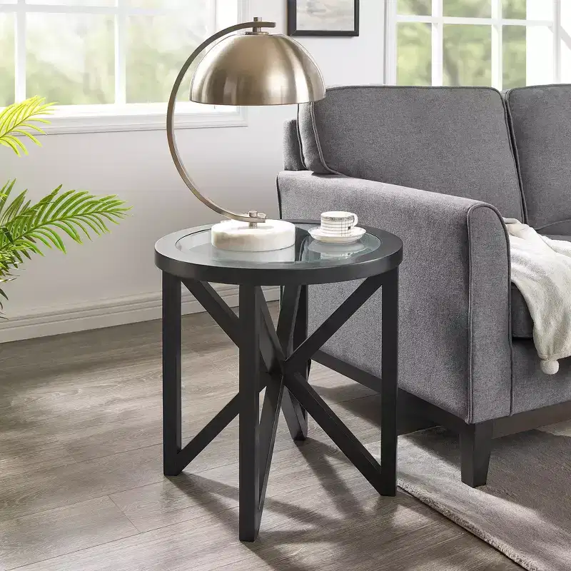 Glass Coffee Table End Table Cocktail Table Center Table Side Table Accent Table, Oval/Round