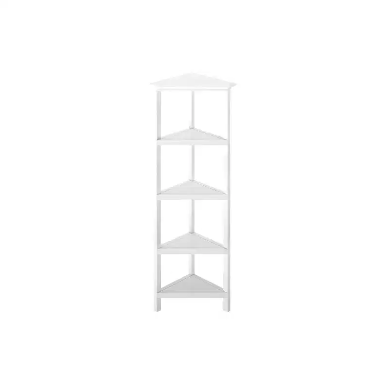 HomeRoots White Solid Wood Corner Bookcase