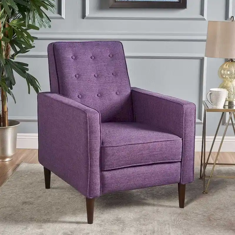 Mid-Century Modern Fabric Recliner Chair with Birch Legs by Christopher Knight Home