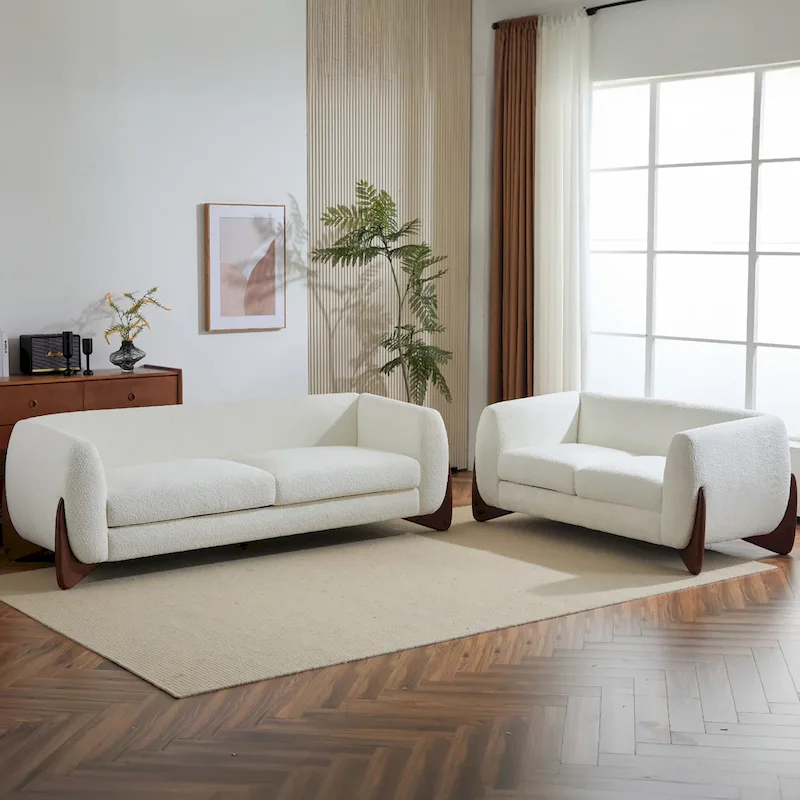 Arion Upholstered Boucle 2-Piece Living Room Sofa Set by Christopher Knight Home