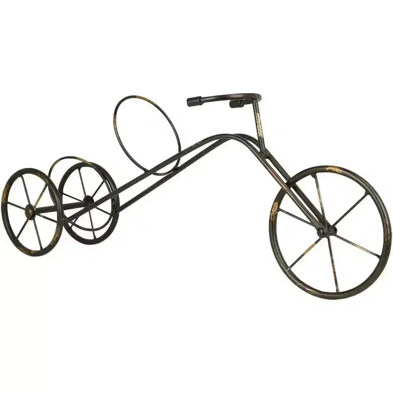 Classic Vintage Bike Trike Style Wine Rack Freestanding One-Bottle Holder, Bike-Shaped Wine Organizer for Countertop and Tabletop