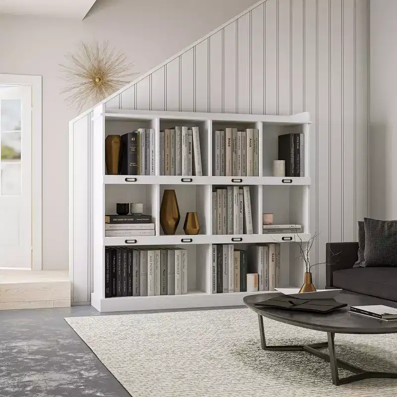 Tall Book Shelf, 10 Cubicle Bookcase, Free Standing Bookshelve, Vintage Industrial Bookcase for Living Room Bedroom Office Kitchen