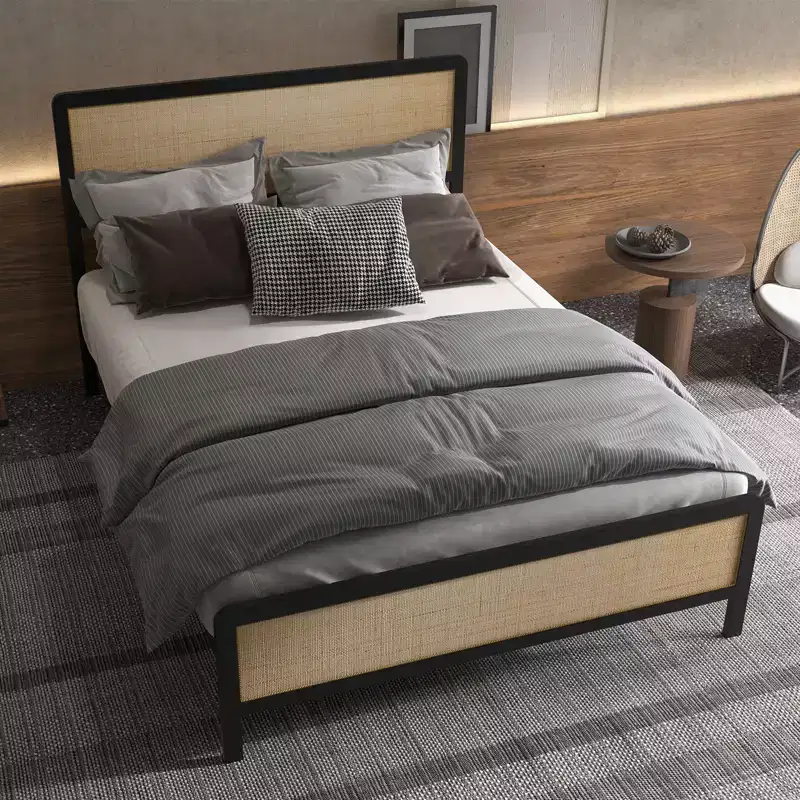Full-size platform bed frame, metal bed frame with under-bed storage, suitable for bedrooms without a spring mattress