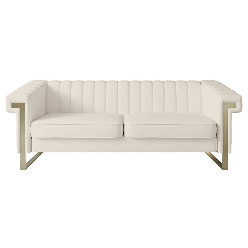 Takefuns Traditional Chesterfield Tufted Velvet Sofa, Couch with Removable Cushions and Gold Legs