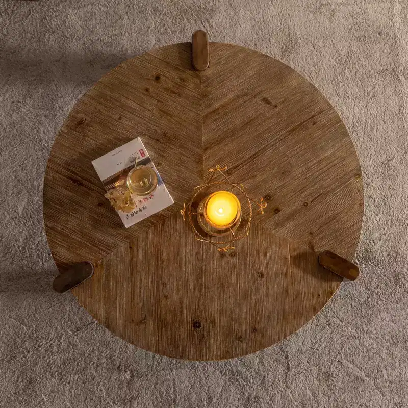 GDFStudio Eve Rustic Wood Round 36.61 Coffee Table