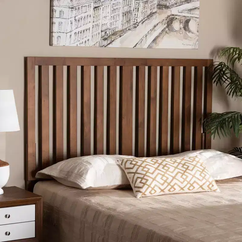 Modern Wood Headboard - Walnut, Queen Size, 50