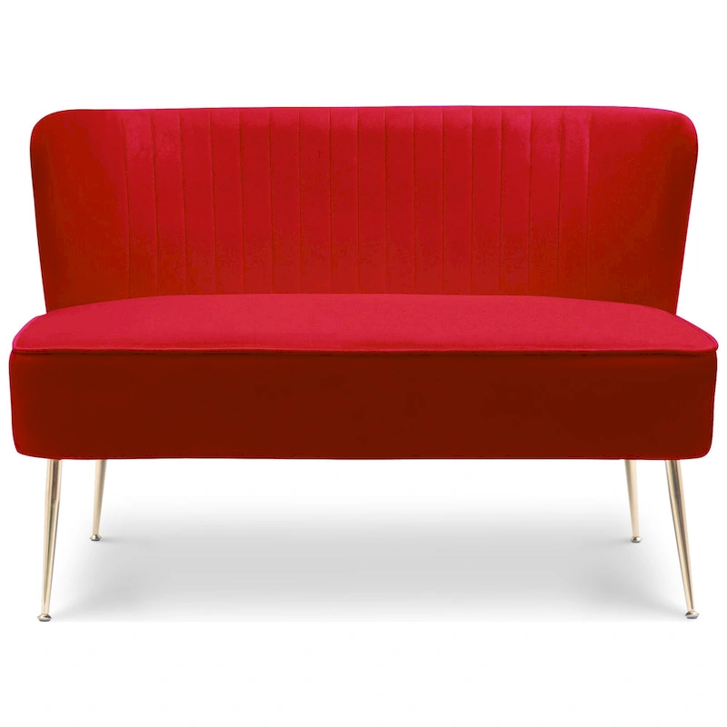 Farrah Upholstered Velvet Polyester 46 Wide Loveseat - Armless/ Scalloped Back