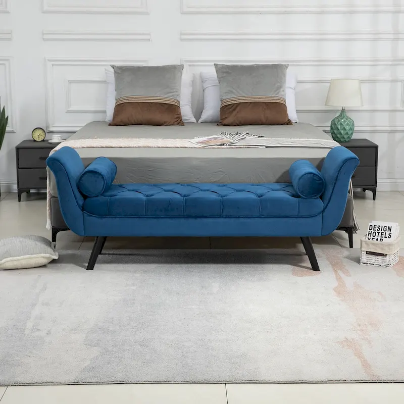 AVAWING Upholstered Tufted Ottoman Bench Accent Entryway Bench