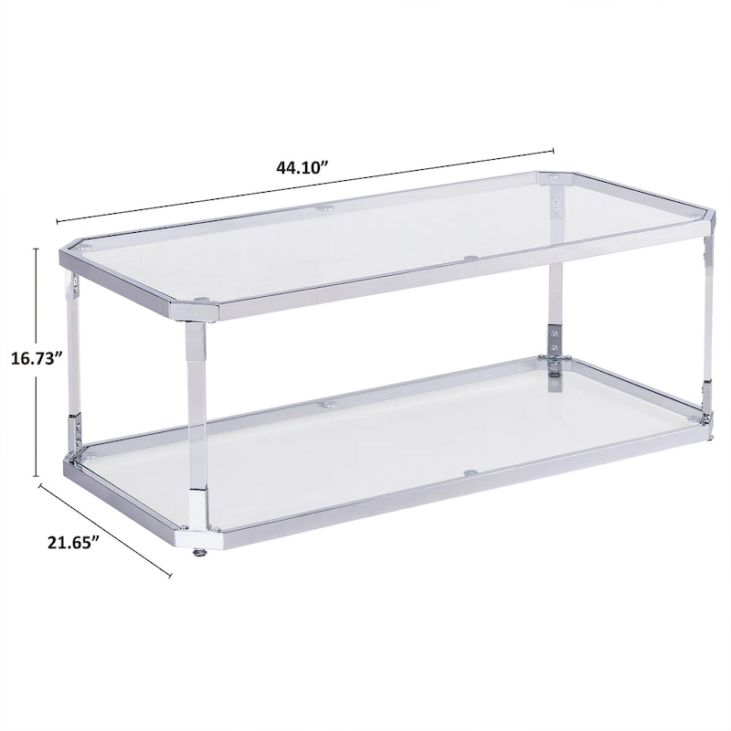 Chrome Coffee Tables Glass Coffee Table with Shelf
