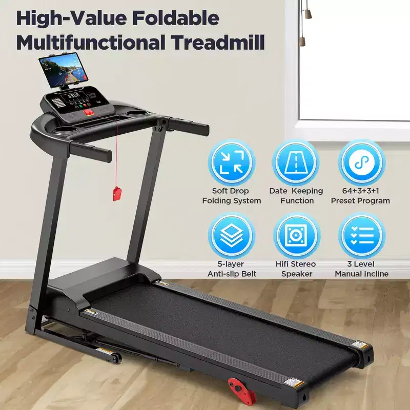 3HP Incline Treadmill,300lb Capacity,Folding Treadmill for Home,71 Workout Program,Bluetooth Dual Speaker&Smart APP Control,Walking Jogging Treadmill