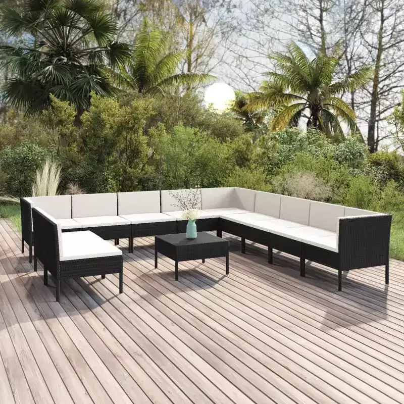 vidaXL Garden Lounge Set Patio Sectional Sofa Couch Outdoor Poly Rattan Brown