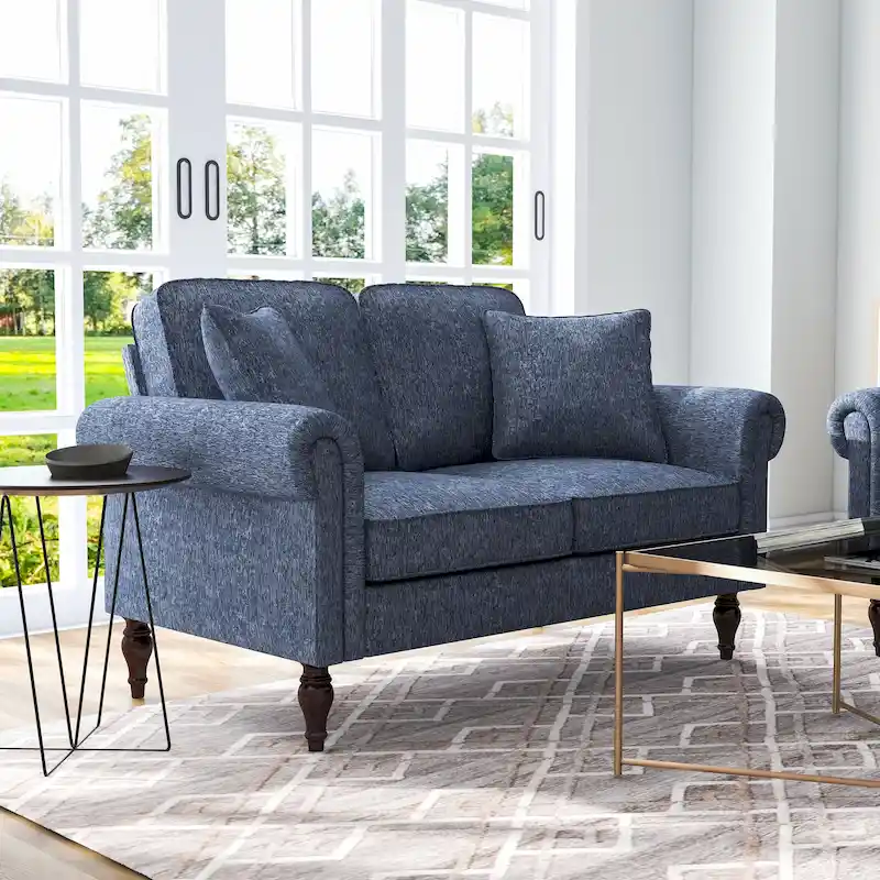 Igny Traditional Chenille Rolled Arms 2-Piece Living Room Set by Furniture of America