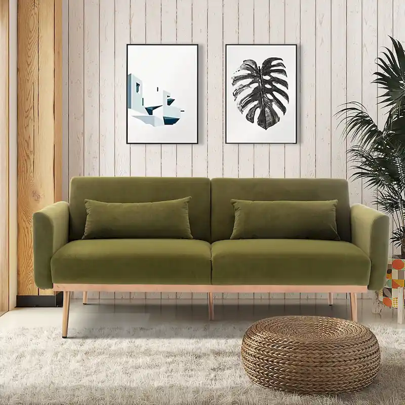 Velvet Upholstered Convertible Loveseats Sleeper Sofa