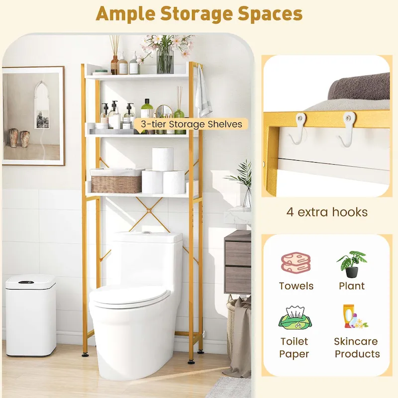 Costway 3-Tier Over-The-Toilet Bathroom Shelf Metal Frame Space Saver - See Details
