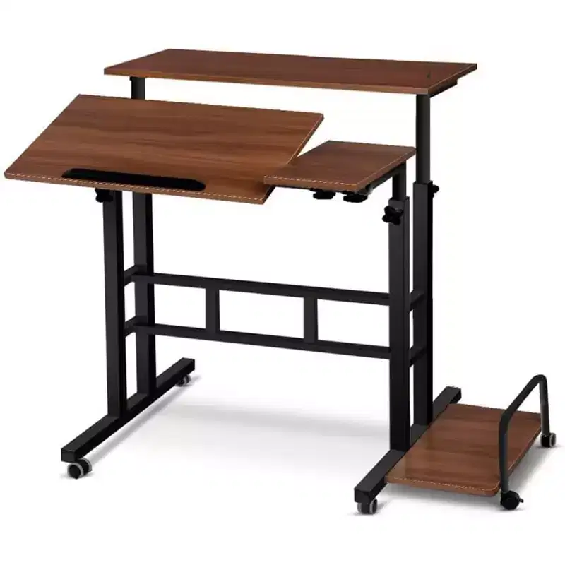 Adjustable Height Wood Computer Desk, Portable Desk, Foldable, for Bedroom, Bedside