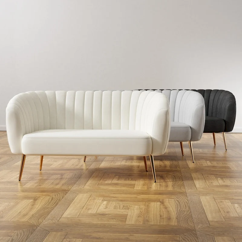 Albany Contemporary Velvet Microfiber Tufted Love Seat by Silver Orchid