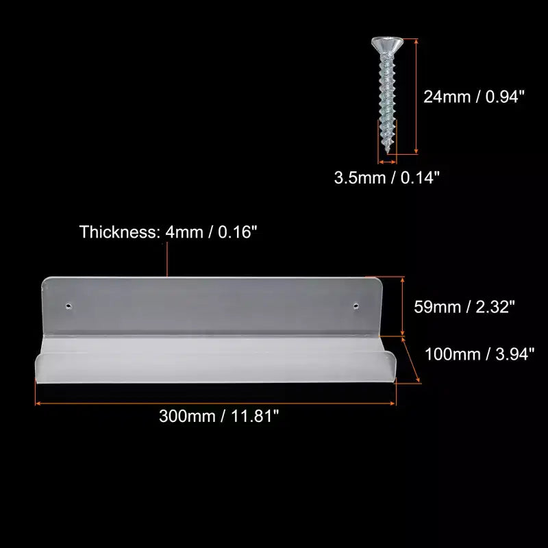 Clear Acrylic Floating Wall Shelf - U-Shape, for Bathroom & Kitchen