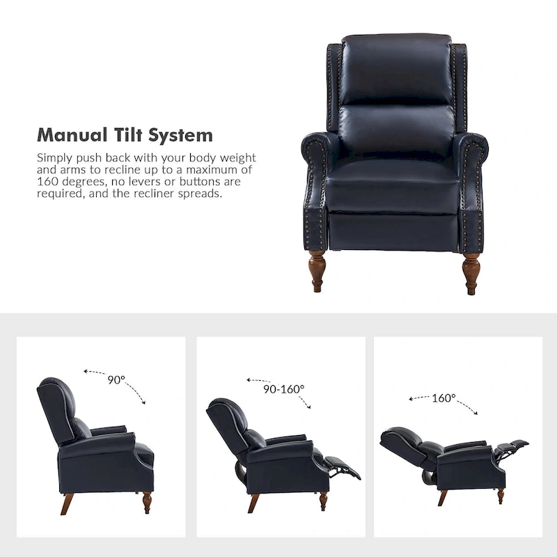 Terri Traditional Vegan Leather Manual Push Back Recliner Set of 2 by HULALA HOME